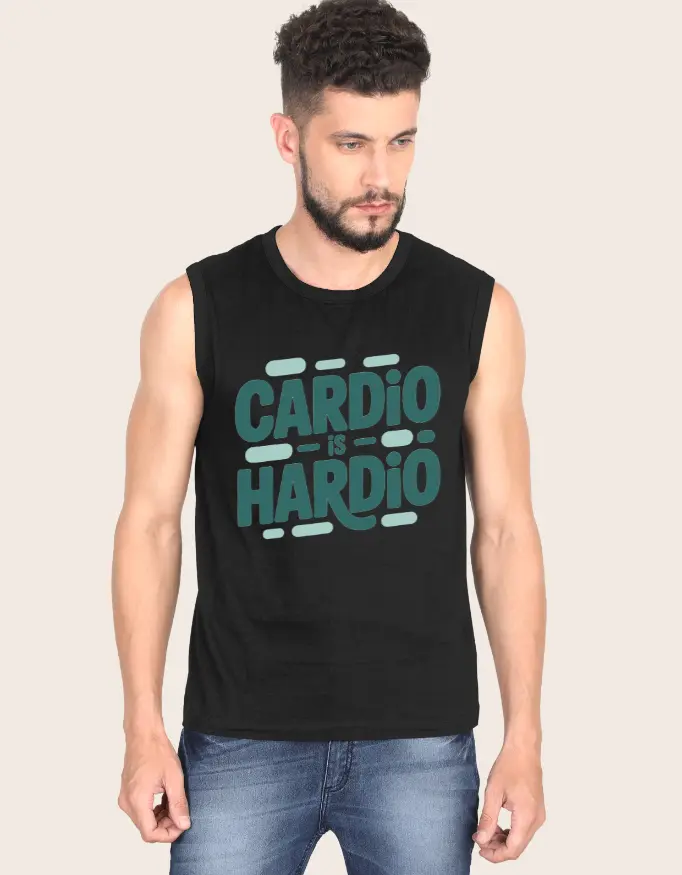 Men's Sleeveless T-Shirt : Cardio Is Hardio