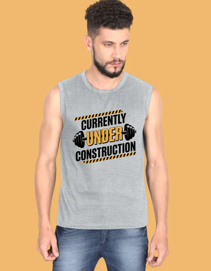  Men's Sleeveless T-Shirt : Currently Under Construction 