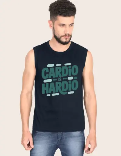 Men's Sleeveless T-Shirt : Cardio Is Hardio