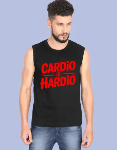 Men's Sleeveless T-Shirt : Cardio Is Hardio (Red)